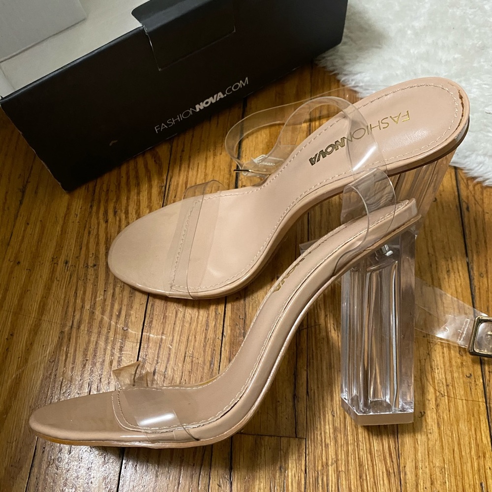 Fashion Nova nude clear heels